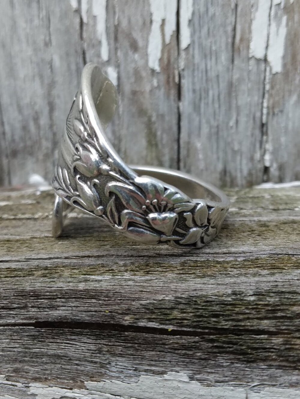 Vintage Sterling Silver Cross Spoon Ring Size 7 - Picture 9 of 12